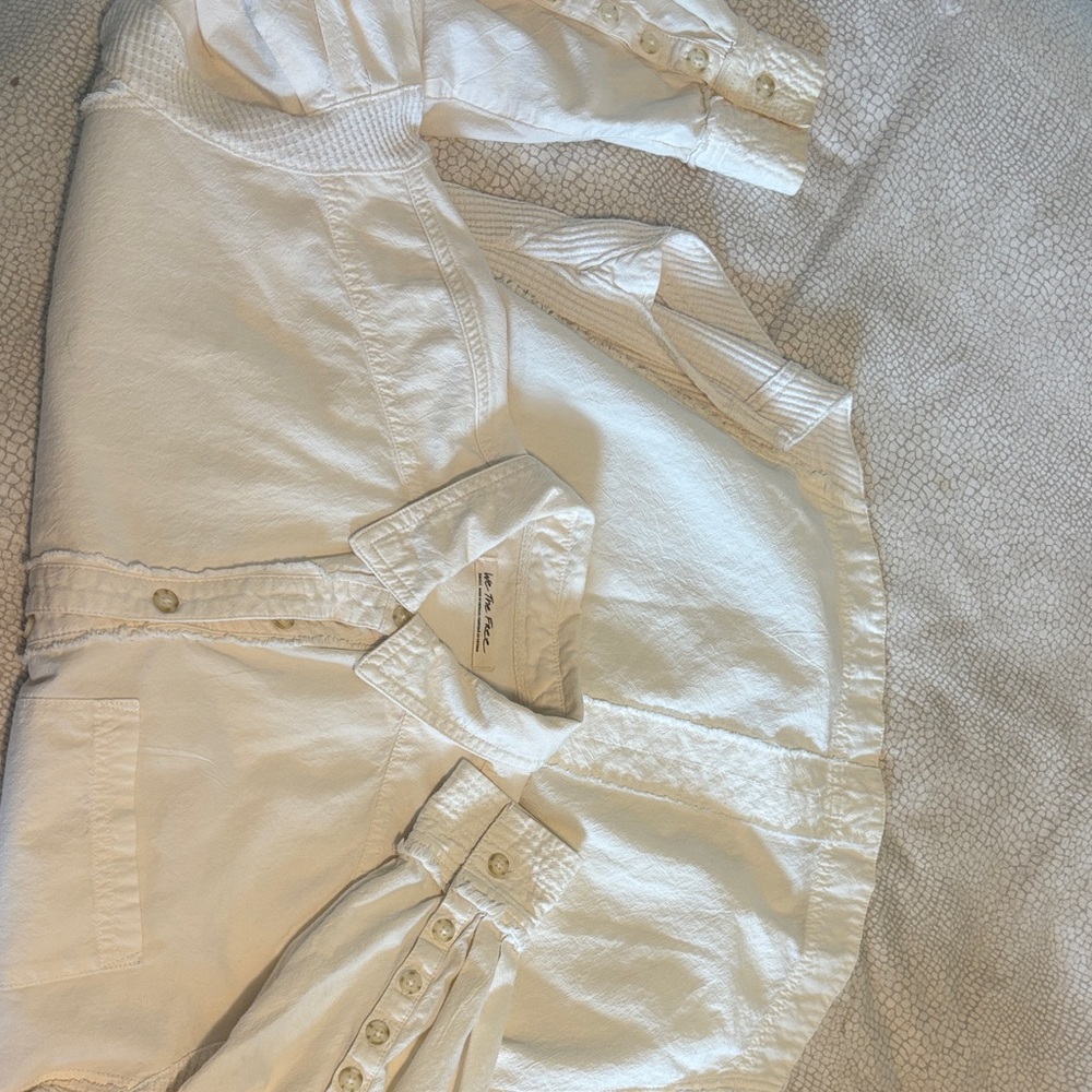 Free People White Button Down Shirt